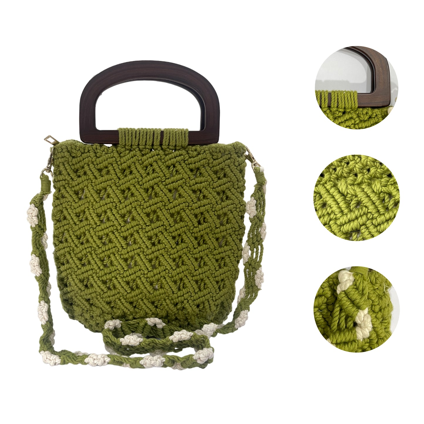 Handcrafted Green Macrame Tote Bag for Women (ChicGreen)