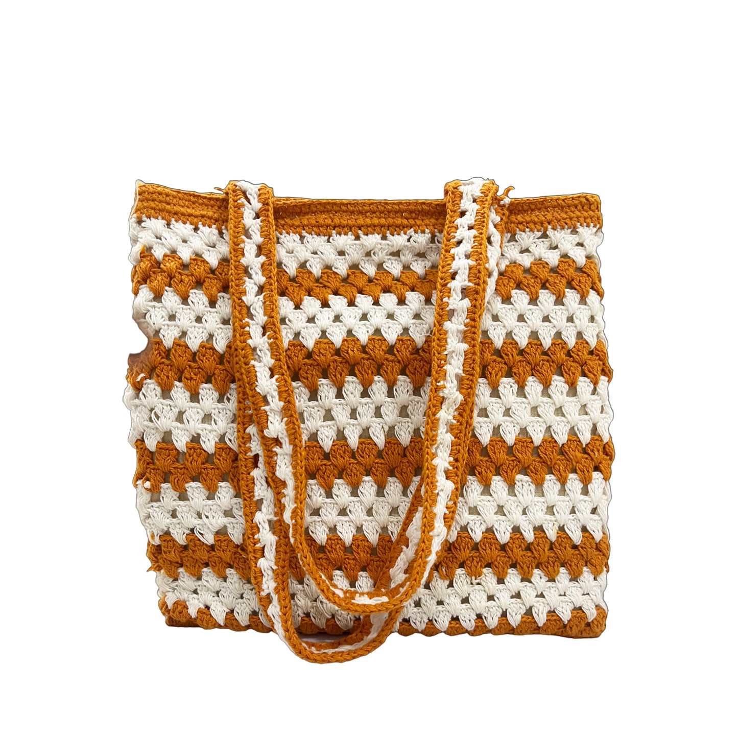 Handcrafted Macrame Orange Tote Bag for Women (Orange Loom)