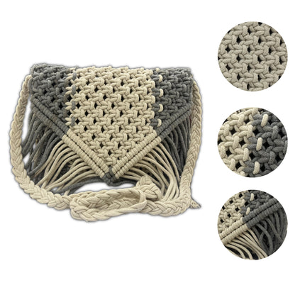 Handcrafted Macrame Grey Sling Bag for Women (Mistletoe)