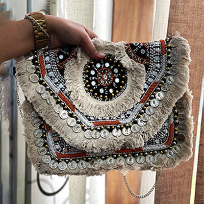 Women Ethnic Embellished Handmade Designer Boho Bag (Sun Kissed Dream)