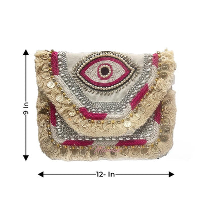 Women Ethnic Embellished Handmade Designer Boho Bag (Soft Blush)