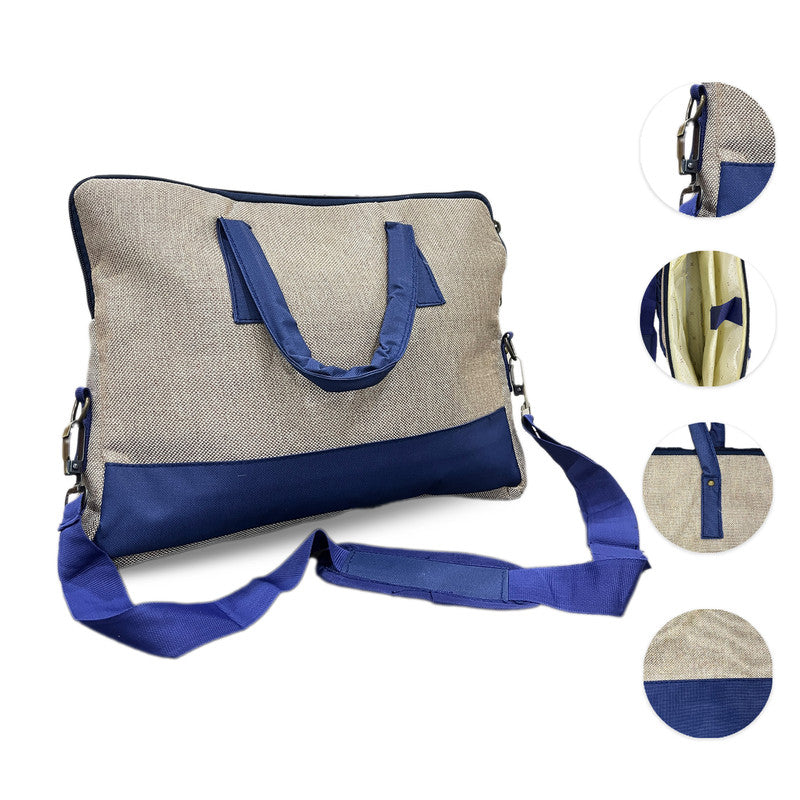 Jute Blue Laptop Bag for Men and Women