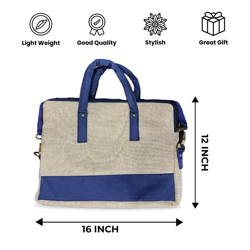 Jute Blue Laptop Bag for Men and Women