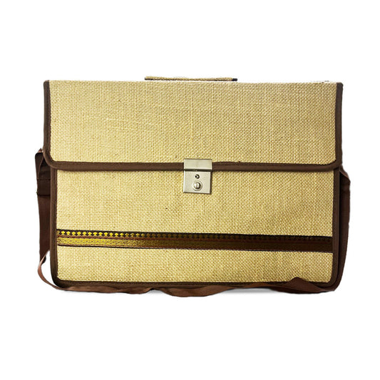 Eco-Friendly Brown Jute Laptop Bag for Men and Women