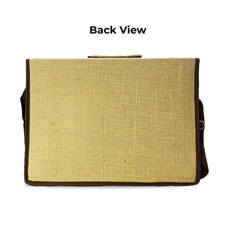 Eco-Friendly Brown Jute Laptop Bag for Men and Women