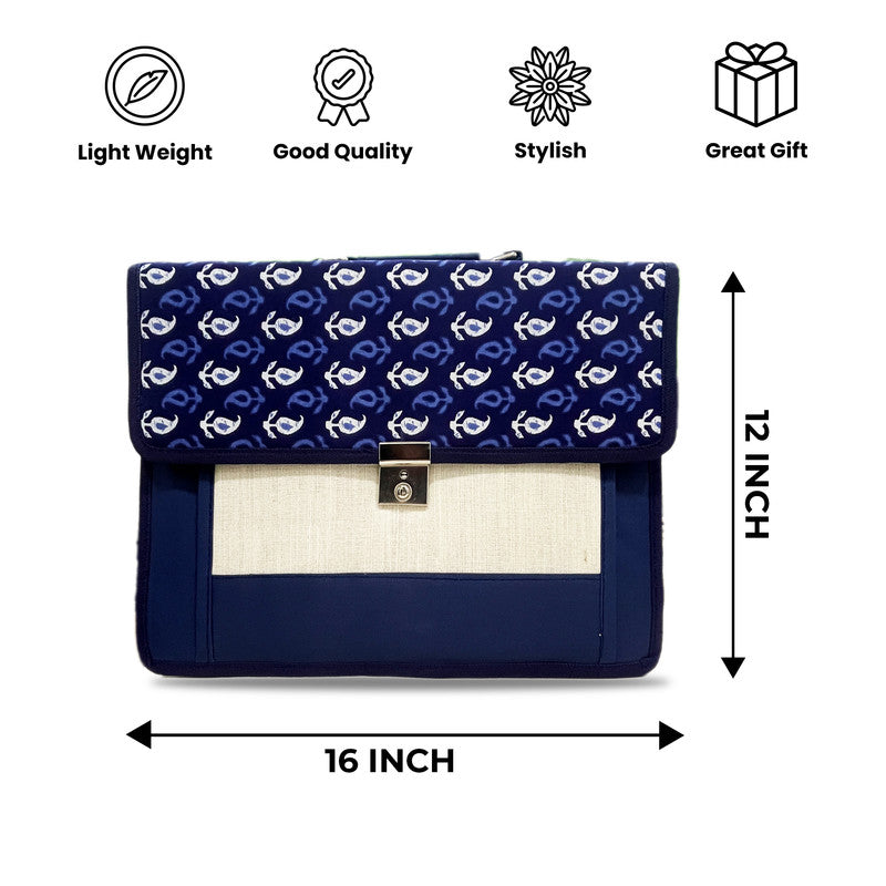 Eco-Friendly Blue Printed Laptop Bag for Men & Women