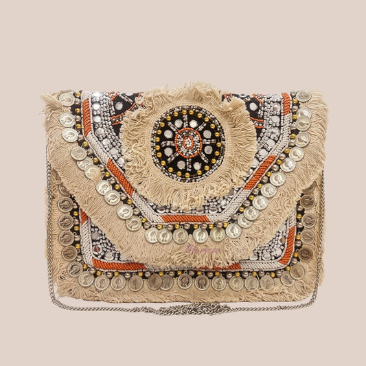 Women Ethnic Embellished Handmade Designer Boho Bag (Sun Kissed Dream)
