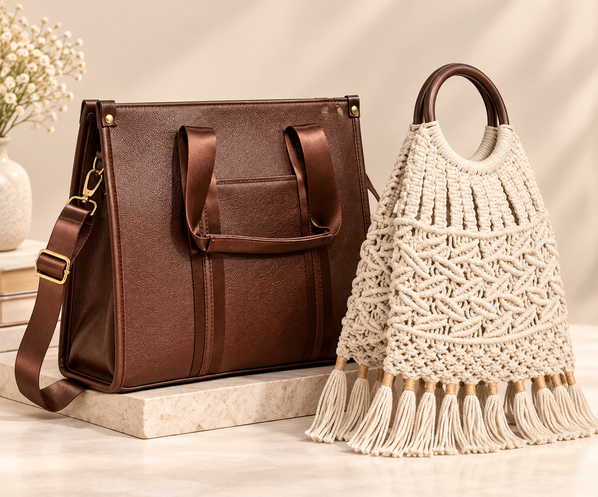 Maresse Women’s Tote Bag + Free Macramé  Bag Combo for Women
