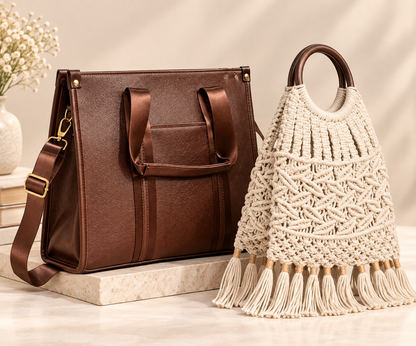 Maresse Women’s Tote Bag + Free Macramé  Bag Combo for Women