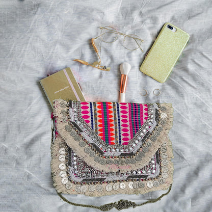Women Ethnic Embellished Handmade Designer Boho Bag (Dreamcatcher)