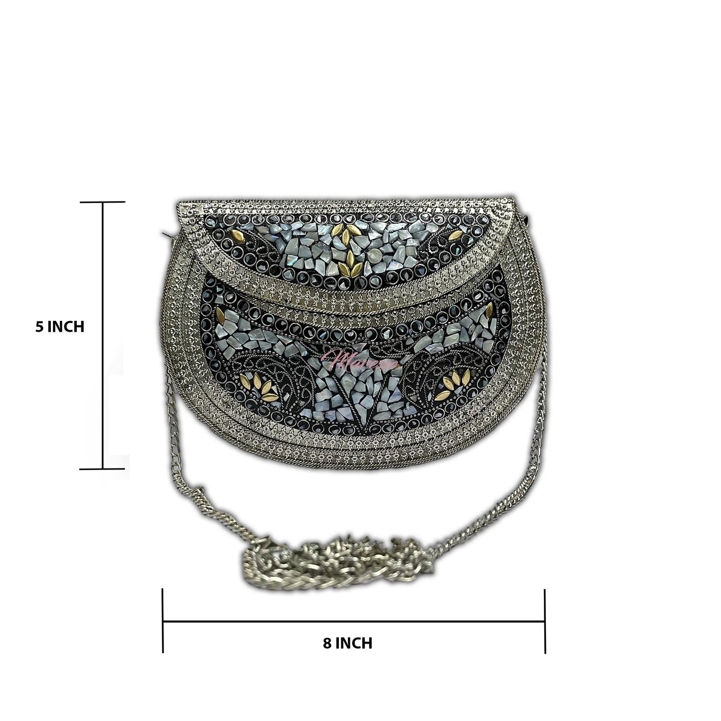 Ethnic Handmade Metal Leaf Clutch Bag for Women