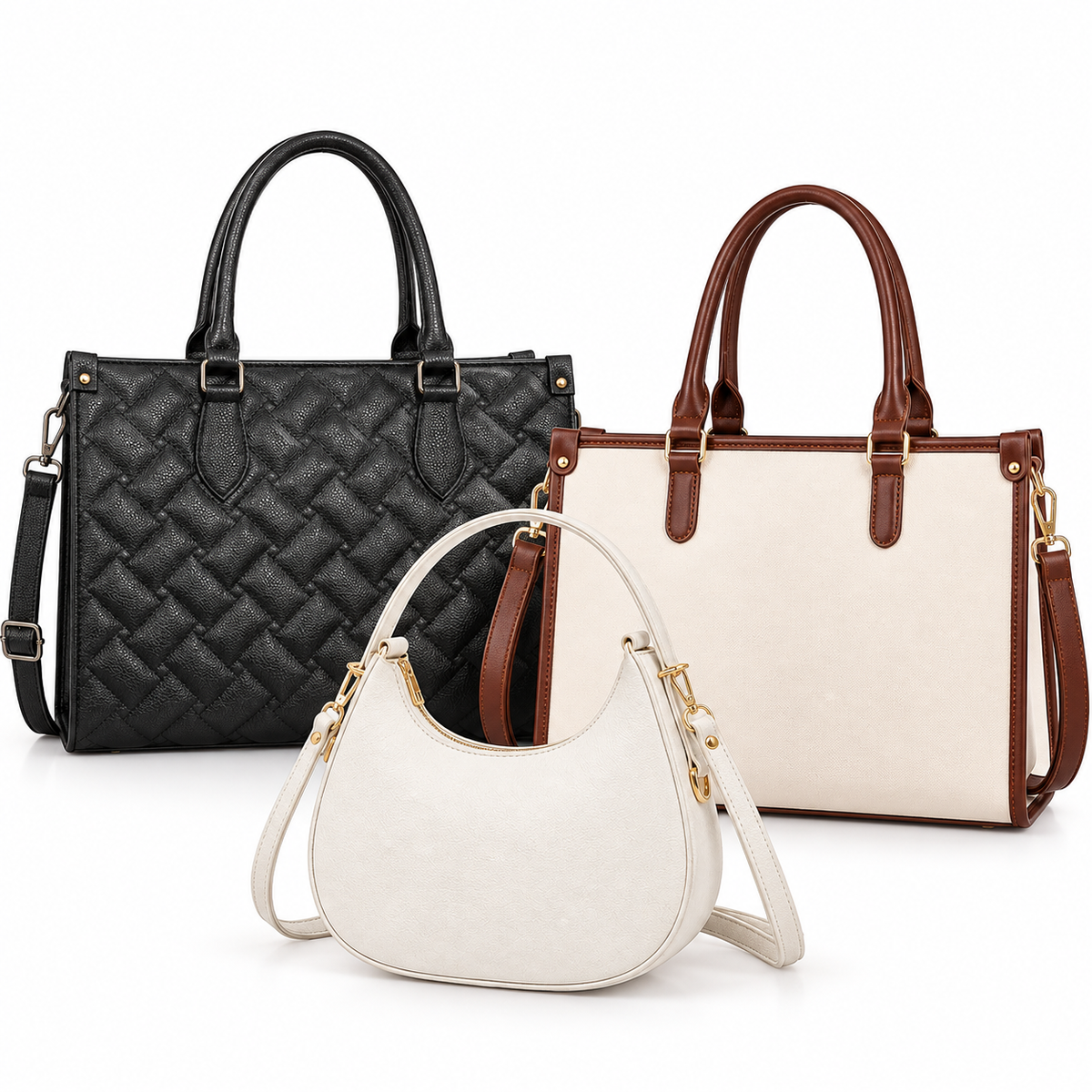 Maresse Faux Leather 2 Tote Bags for Women + FREE Hobo Bag