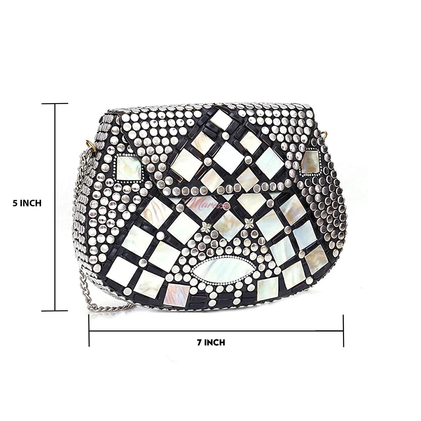 Ethnic Handmade Metal Block Clutch Bag for Women