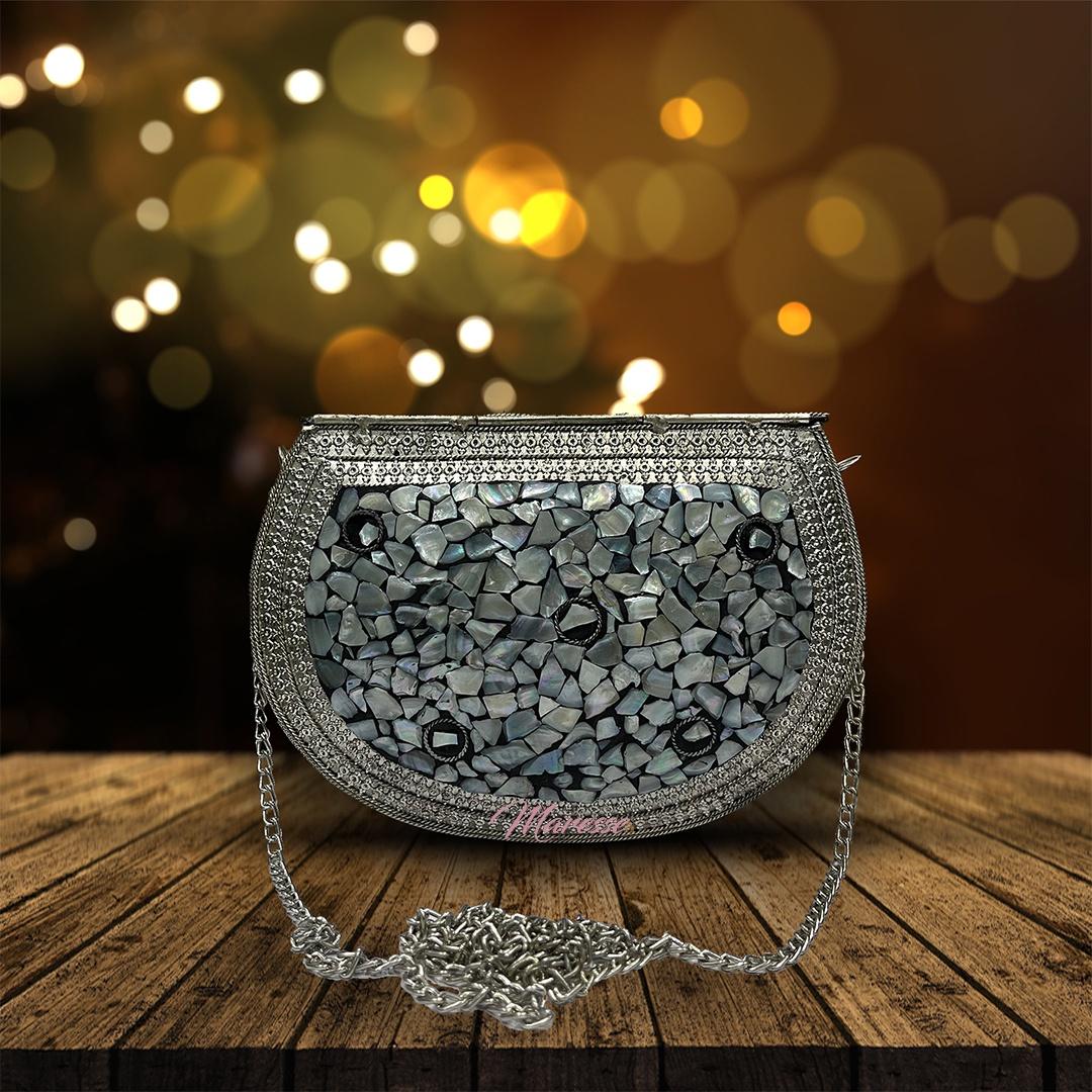 Ethnic Handmade Metal Leaf Clutch Bag for Women