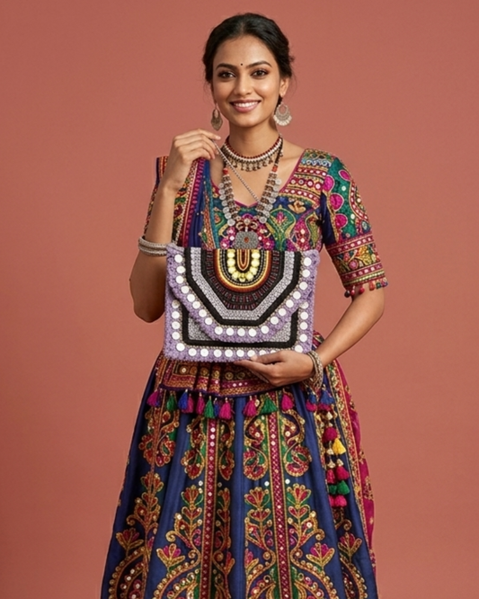 Women Ethnic Handmade Designer Boho Bag (Charcoal Chill)