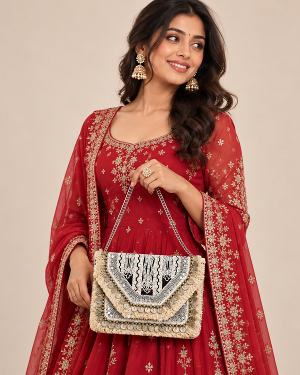 Women Ethnic Embellished Handmade Designer Pearlstone Boho Bag