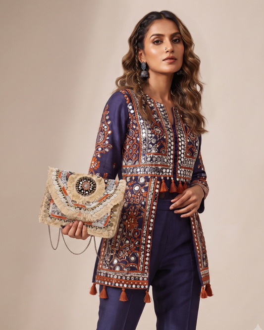 Women Ethnic Embellished Handmade Designer Boho Bag (Sun Kissed Dream)