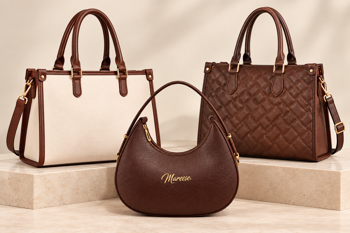 Maresse Faux Leather 2 Tote Bags for Women + FREE Hobo Bag