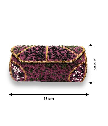 Handcrafted Elegant Metal Round Clutch Pink for Women