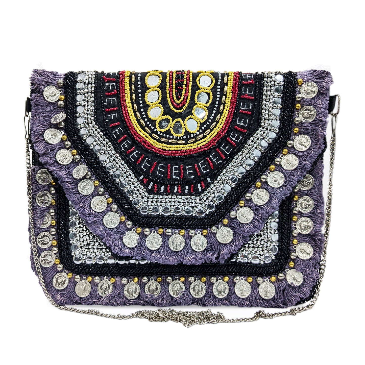 Women Ethnic Handmade Designer Boho Bag (Charcoal Chill)