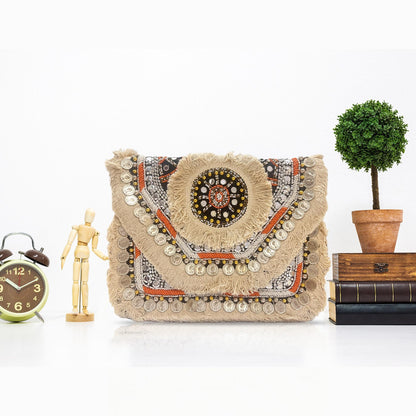 Women Ethnic Embellished Handmade Designer Boho Bag (Sun Kissed Dream)