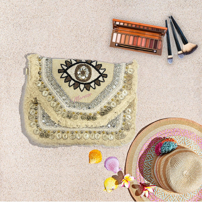 Women Ethnic Embellished Handmade Designer Boho Bag (Evil Eye Wonder)