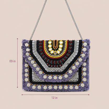Women Ethnic Handmade Designer Boho Bag (Charcoal Chill)
