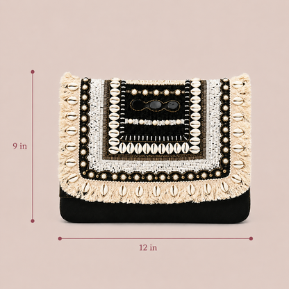 Maresse Black Boho Clutch Bag for Women