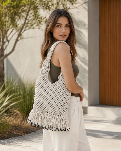 Handmade Macrame Tote Bag for Women (Knotara)