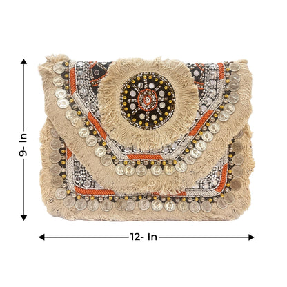 Women Ethnic Embellished Handmade Designer Boho Bag (Sun Kissed Dream)