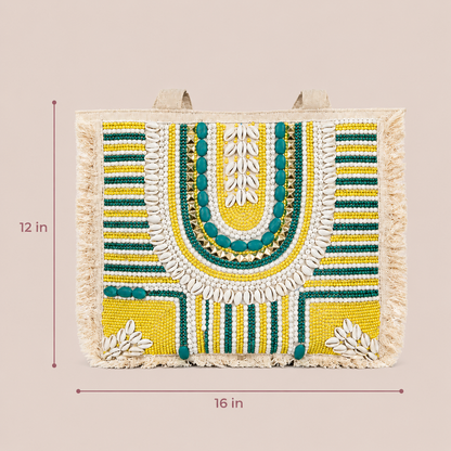 Hancrafted Bohemian Jute Tote Bag for Women (Nirvaan)