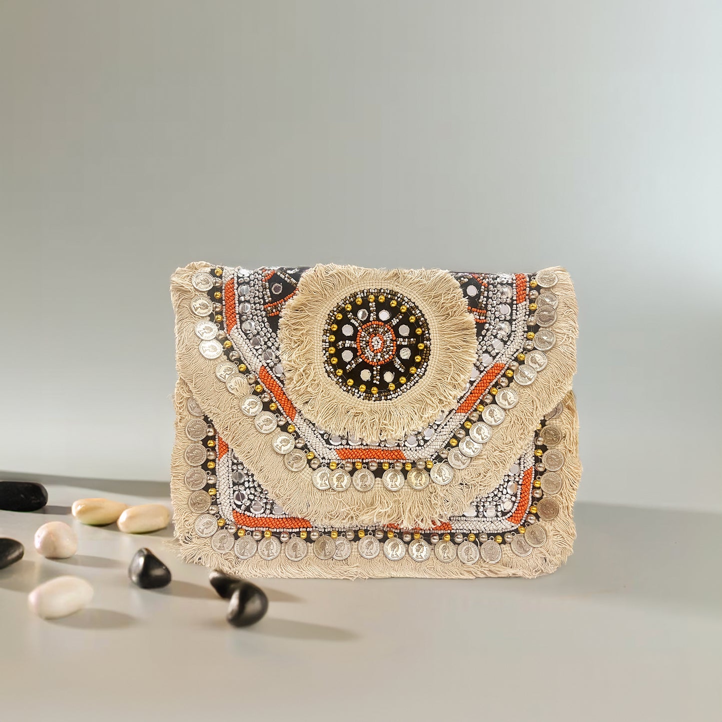 Women Ethnic Embellished Handmade Designer Boho Bag (Sun Kissed Dream)