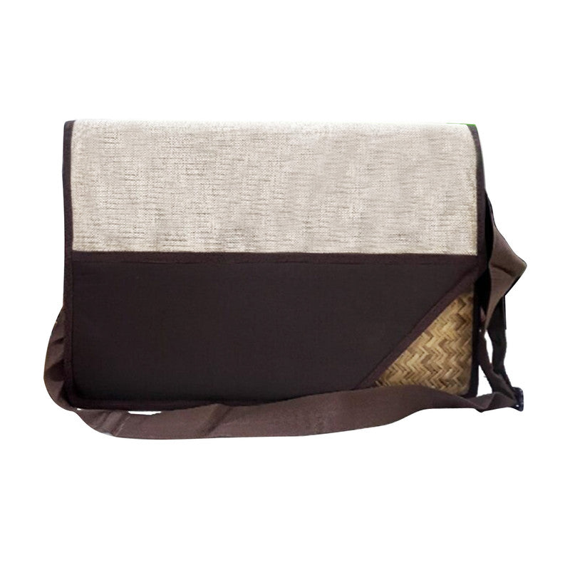 Bamboo Weave Pattern Grey Laptop Bag for Men and Women