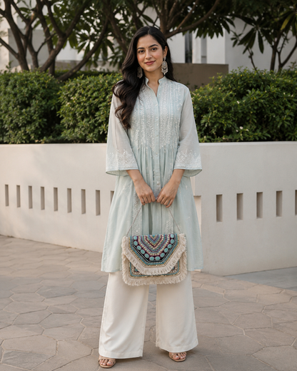 Women's Ethnic Handmade Boho Bag(Indigo Oasis)