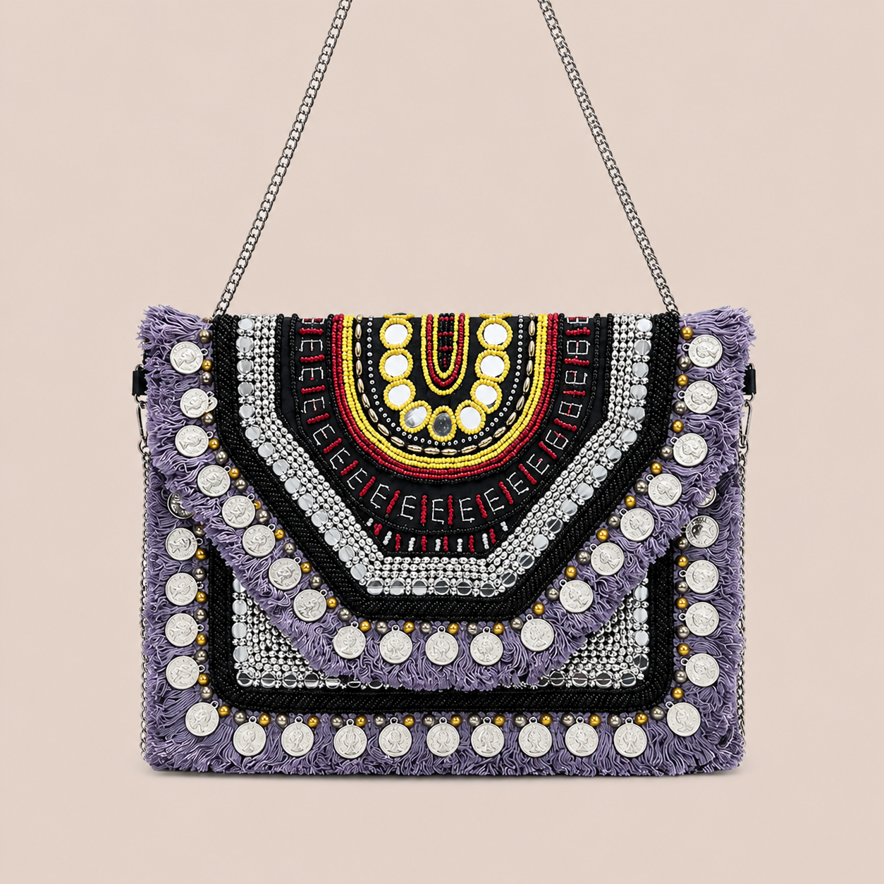 Women Ethnic Handmade Designer Boho Bag (Charcoal Chill)