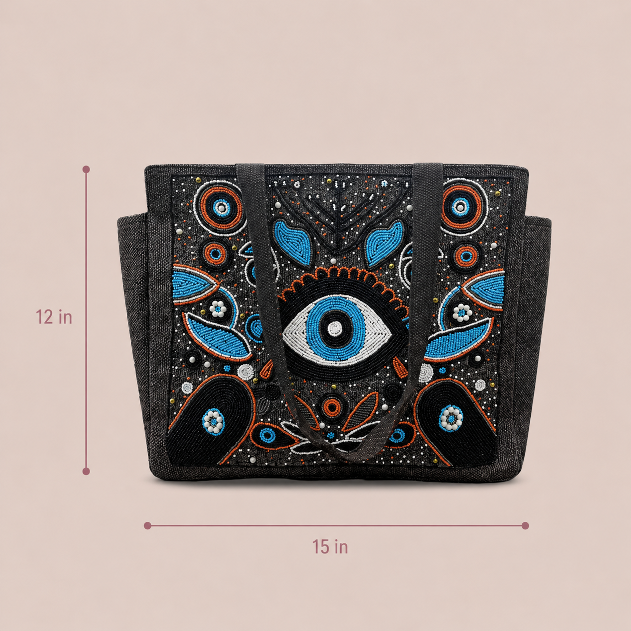 Bohemian Evil Eye Brown Tote Bag for Women (Elysian)