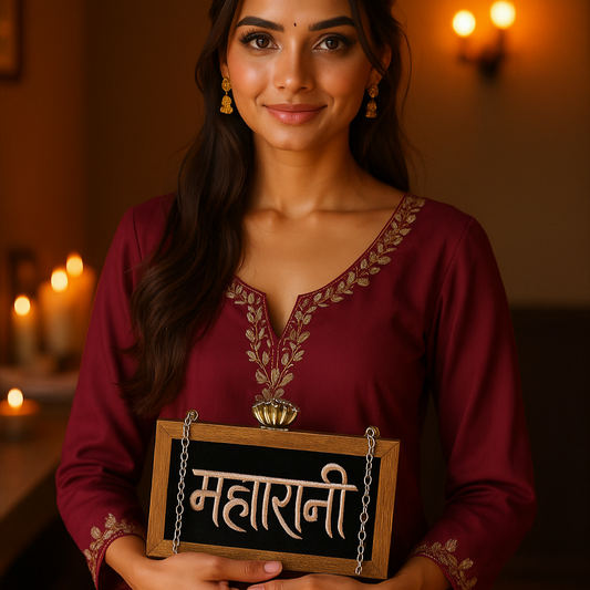Maharani Wooden Embroidered Clutch -Ritual Edit