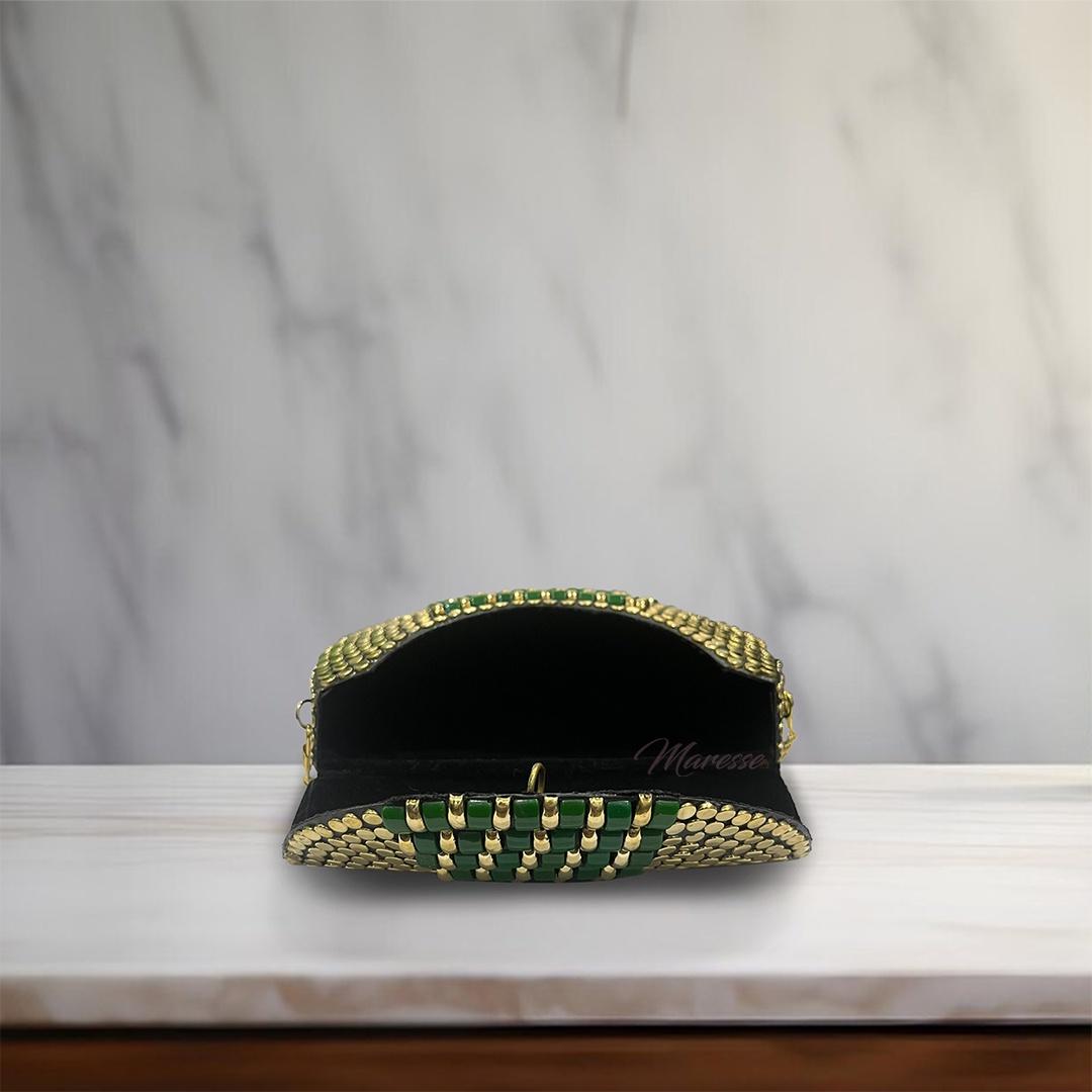 Ethnic Handmade Metal Clutch Bag for Women (Greenglow)