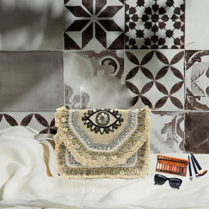 Women Ethnic Embellished Handmade Designer Boho Bag (Evil Eye Wonder)