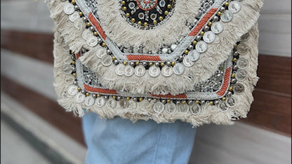 Women Ethnic Embellished Handmade Designer Boho Bag (Sun Kissed Dream)
